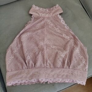 NWT Windsor Mauve Lace Halter Top size L